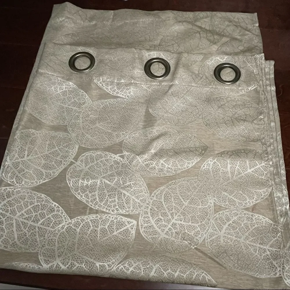 Beige And Cream Curtains Lace Leaf Pattern Design 2 Panels 84”x40”